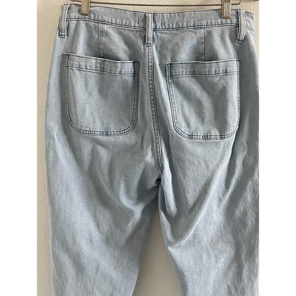 J. Crew Jeans Straight Leg Crop Raw Hem Big Pockets Button Fly - Picture 8 of 9